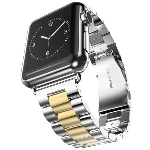 Pasek / Bransoleta Exoguard Steel - Apple Watch 42 / 44 / 45 - Silver/Gold