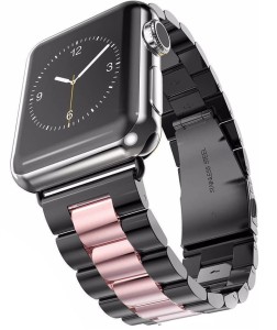 Pasek / Bransoleta Exoguard Steel - Apple Watch 38 / 40 / 41 - Black/Pink