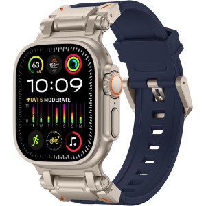 Pasek Exoguard - Apple Watch 42 / 44 / 45 / 49 - Dark Blue / Titanium