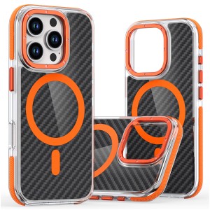 Etui Exoguard Carbon Ms - Apple Iphone 16 Pro - Black / Orange