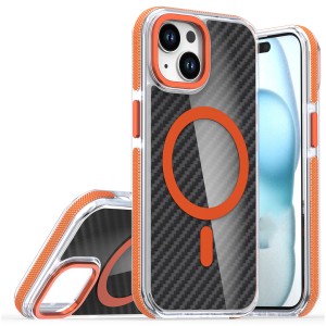 Etui Exoguard Carbon Ms - Apple Iphone 15 - Black / Orange