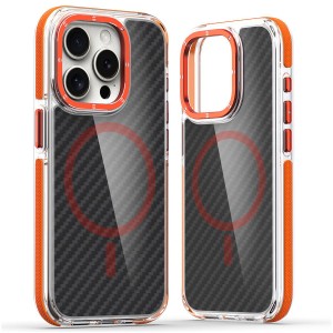 Etui Exoguard Carbon Ms - Apple Iphone 15 Pro - Black / Orange